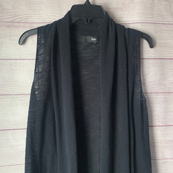 Mossimo Long Black Cardigan Sleeveless Vest Duster Slightly Sheer Size XS - Picture 2 of 12